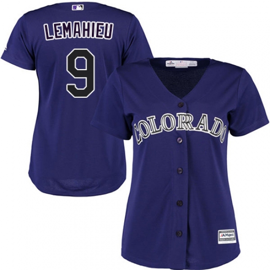 Women's Majestic Colorado Rockies #9 DJ LeMahieu Replica Purple Alternate 1 Cool Base MLB Jersey - Ujersey