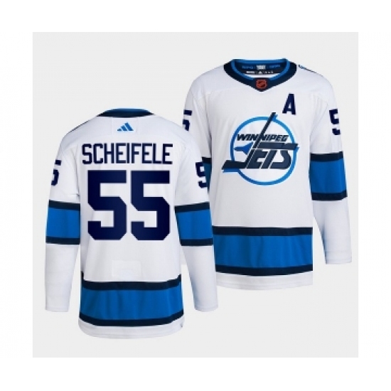 Men's Winnipeg Jets #55 Mark Scheifele White 2022 Reverse Retro Stitched Jersey - Ujersey