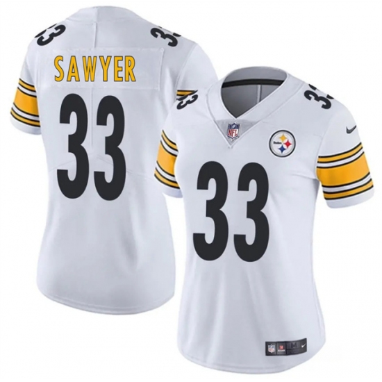 Women's Pittsburgh Steelers #33 Jack Sawyer White 2025 Draft Vapor Untouchable Limited Football Stitched Jersey(Run Small) - Ujersey