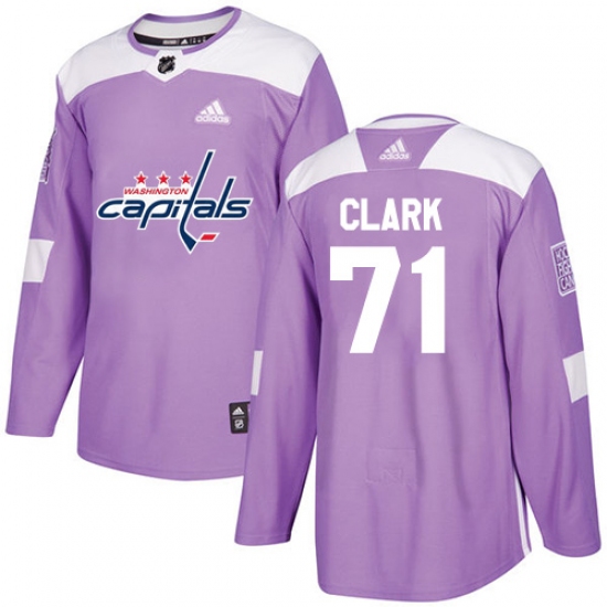 Youth Adidas Washington Capitals #71 Kody Clark Authentic Purple Fights Cancer Practice NHL Jersey - Ujersey