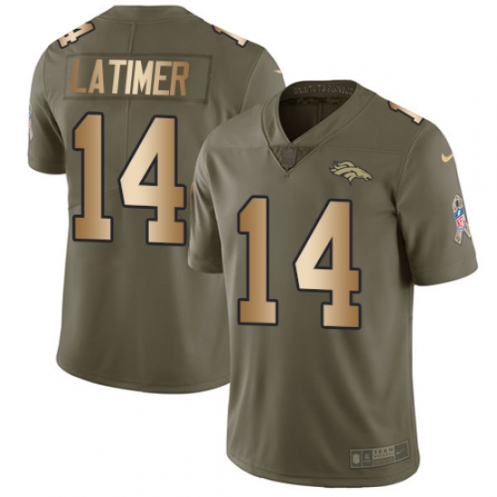 Men's Nike Denver Broncos #14 Cody Latimer Limited Olive/Gold 2017 Salute to Service NFL Jersey - Ujersey