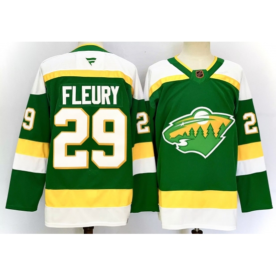 Men's Minnesota Wild #29 Marc-Andre Fleury Green 2024-25 Alternate Stitched Hockey Jersey - Ujersey