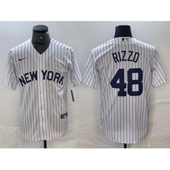 Men's New York Yankees #48 Anthony Rizzo White 2024 Cool Base Stitched Jerseys - Ujersey