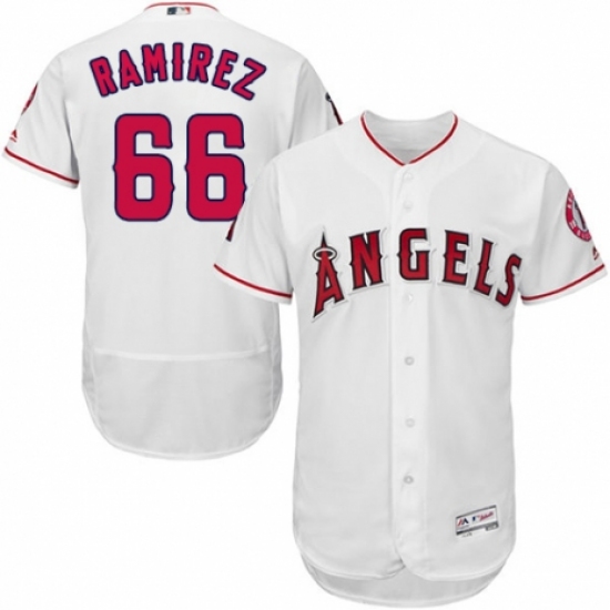 Men's Majestic Los Angeles Angels of Anaheim #66 J. C. Ramirez White Home Flex Base Authentic Collection MLB Jersey - Ujersey