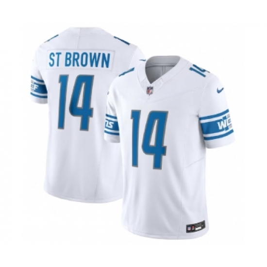 Men's Nike Detroit Lions #14 Amon-Ra St. Brown White 2023 F.U.S.E. Vapor Untouchable Limited Football Stitched Jersey