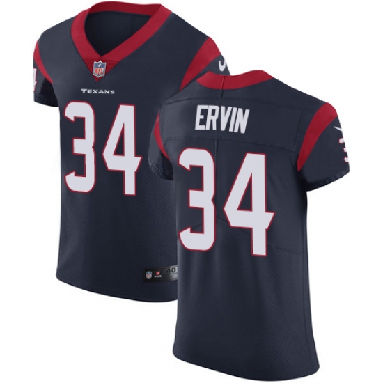 Men's Nike Houston Texans #34 Tyler Ervin Navy Blue Team Color Vapor Untouchable Elite Player NFL Jersey - Ujersey