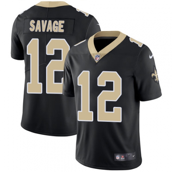 Men's Nike New Orleans Saints #12 Tom Savage Black Team Color Vapor Untouchable Limited Player NFL Jersey - Ujersey