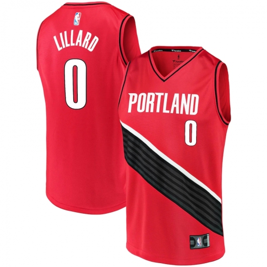 Men's Portland Trail Blazers #0 Damian Lillard Fanatics Branded Red 2020-21 Fast Break Replica Jersey - Ujersey