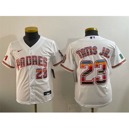 Youth San Diego Padres #23 Fernando Tatis Jr. White Mexico Cool Base Stitched Baseball Jersey - Ujersey