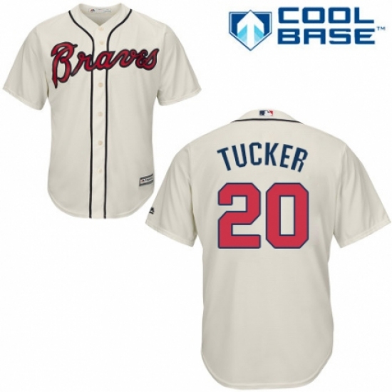 Men's Majestic Atlanta Braves #20 Preston Tucker Replica Cream Alternate 2 Cool Base MLB Jersey - Ujersey