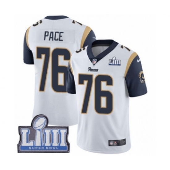 Youth Nike Los Angeles Rams #76 Orlando Pace White Vapor Untouchable Limited Player Super Bowl LIII Bound NFL Jersey - Ujersey