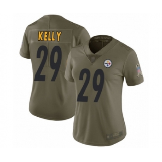 Women's Pittsburgh Steelers #29 Kam Kelly Limited Olive 2017 Salute to Service Football Jersey - Ujersey