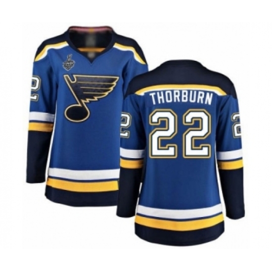 Women's St. Louis Blues #22 Chris Thorburn Fanatics Branded Royal Blue Home Breakaway 2019 Stanley Cup Final Bound Hockey Jersey - Ujersey