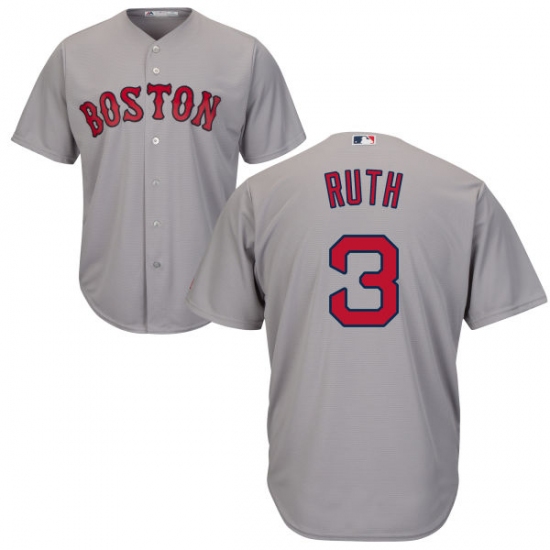 Youth Majestic Boston Red Sox #3 Babe Ruth Authentic Grey Road Cool Base MLB Jersey - Ujersey