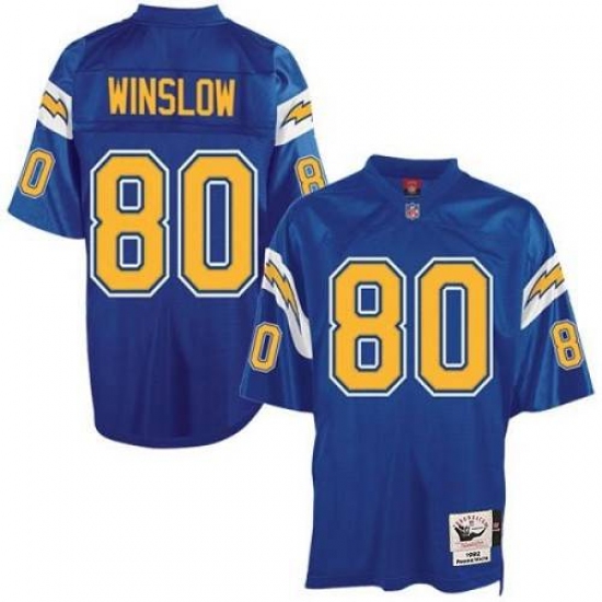Mitchell And Ness Los Angeles Chargers #80 Kellen Winslow Electric Blue Authentic Throwback NFL Jersey - Ujersey