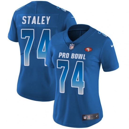 Women's Nike San Francisco 49ers #74 Joe Staley Limited Royal Blue 2018 Pro Bowl NFL Jersey - Ujersey
