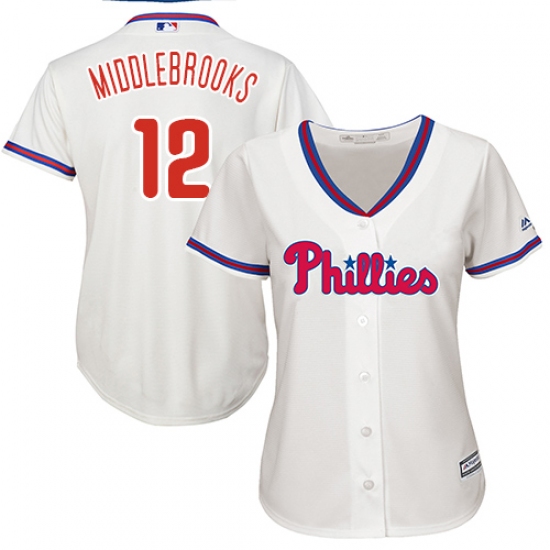 Women's Majestic Philadelphia Phillies #12 Will Middlebrooks Authentic Cream Alternate Cool Base MLB Jersey - Ujersey