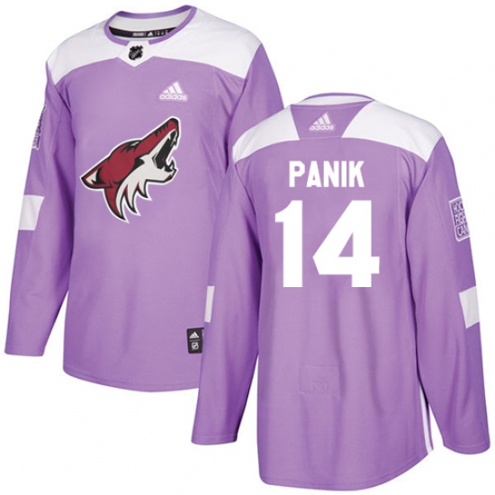 Men's Adidas Arizona Coyotes #14 Richard Panik Authentic Purple Fights Cancer Practice NHL Jersey - Ujersey