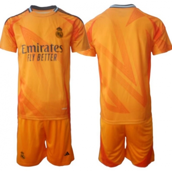 Men's Real Madrid Custom 24-25 Orange Away Soccer Jersey Suit - Ujersey