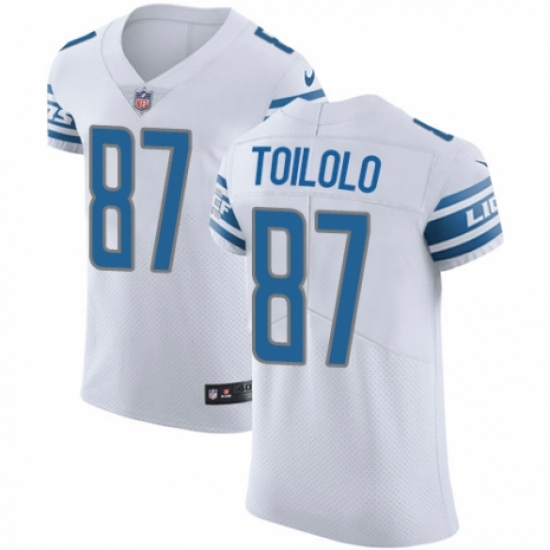 Men's Nike Detroit Lions #87 Levine Toilolo White Vapor Untouchable Elite Player NFL Jersey - Ujersey