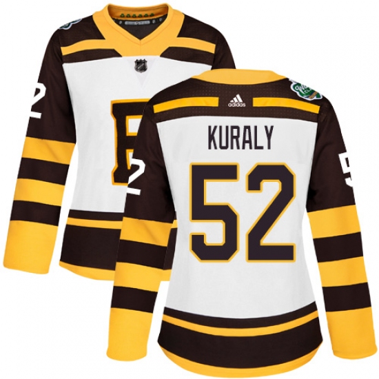 Women's Adidas Boston Bruins #52 Sean Kuraly Authentic White 2019 Winter Classic NHL Jersey - Ujersey