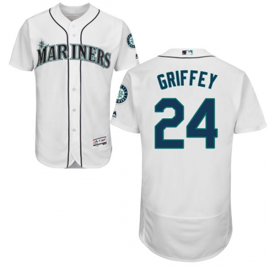 Men's Majestic Seattle Mariners #24 Ken Griffey White Home Flex Base Authentic Collection MLB Jersey - Ujersey