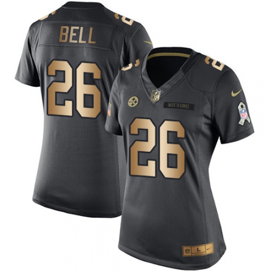 Women's Nike Pittsburgh Steelers #26 Le'Veon Bell Limited Black/Gold Salute to Service NFL Jersey - Ujersey