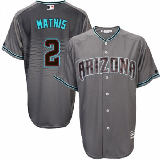 Men's Majestic Arizona Diamondbacks #2 Jeff Mathis Replica Gray/Turquoise Cool Base MLB Jersey - Ujersey
