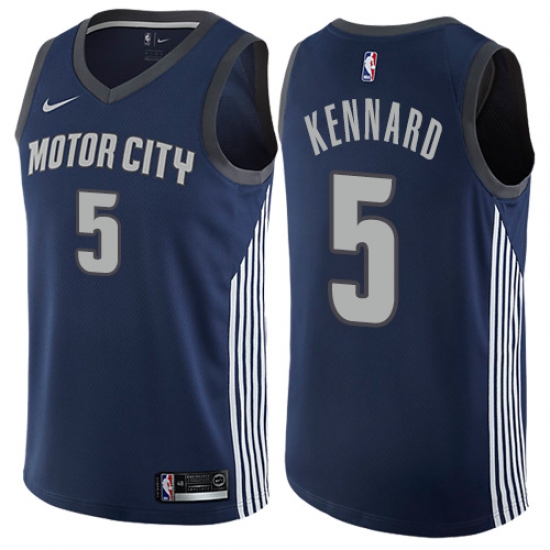 Men's Nike Detroit Pistons #5 Luke Kennard Authentic Navy Blue NBA Jersey - City Edition - Ujersey