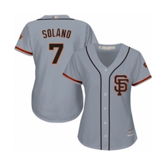 Women's San Francisco Giants #7 Donovan Solano Authentic Grey Road 2 Cool Base Baseball Player Jersey - Ujersey