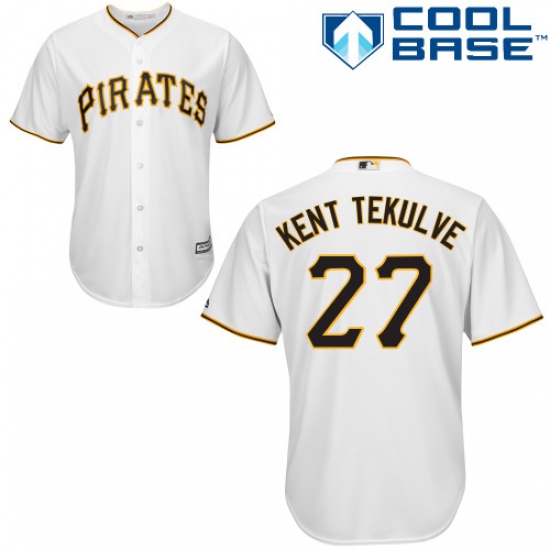 Men's Majestic Pittsburgh Pirates #27 Kent Tekulve Replica White Home Cool Base MLB Jersey - Ujersey