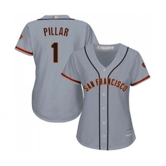 Women's San Francisco Giants #1 Kevin Pillar Replica Grey Road Cool Base Baseball Jersey - Ujersey