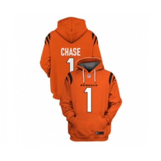 Men's Cincinnati Bengals #1 Ja'Marr Chase 2021 Orange Pullover Football Hoodie - Ujersey