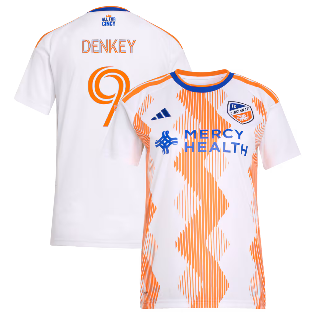 Women's FC Cincinnati Kévin Denkey adidas White 2026 The Seven Hills Kit Replica Jersey - Ujersey NHL