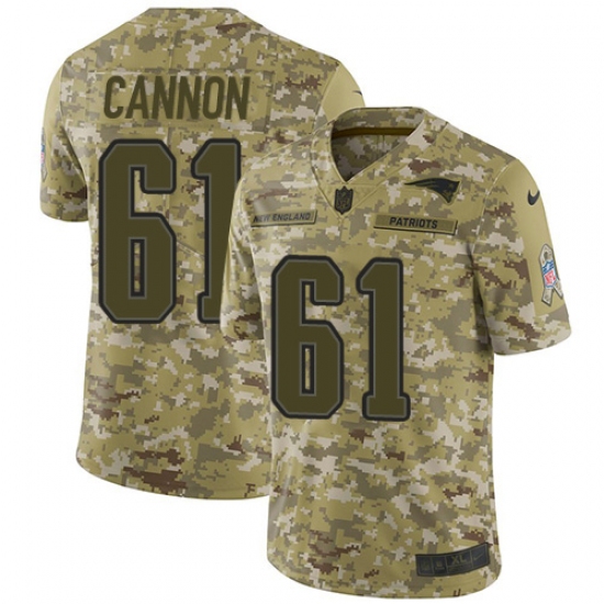 Men's Nike New England Patriots #61 Marcus Cannon Limited Camo 2018 Salute to Service NFL Jersey - Ujersey