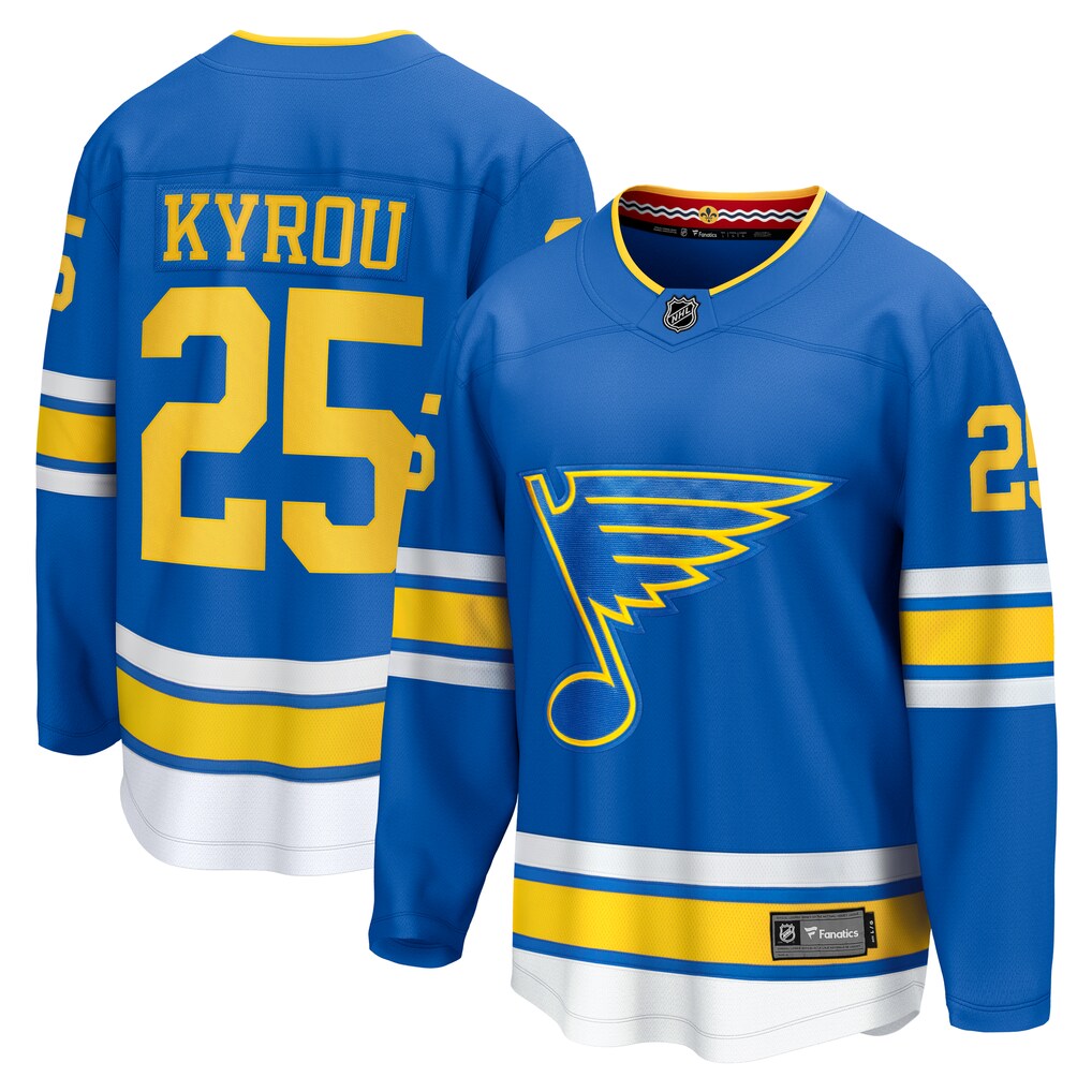 Men's St. Louis Blues Jordan Kyrou Fanatics Blue Home Breakaway Player Jersey