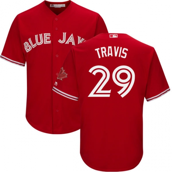 Youth Majestic Toronto Blue Jays #29 Devon Travis Authentic Scarlet Alternate MLB Jersey - Ujersey