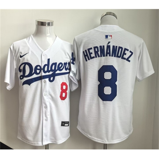 Men's Los Angeles Dodgers #8 Enrique Hernandez WhiteLimited Stitched Baseball Jersey - Ujersey