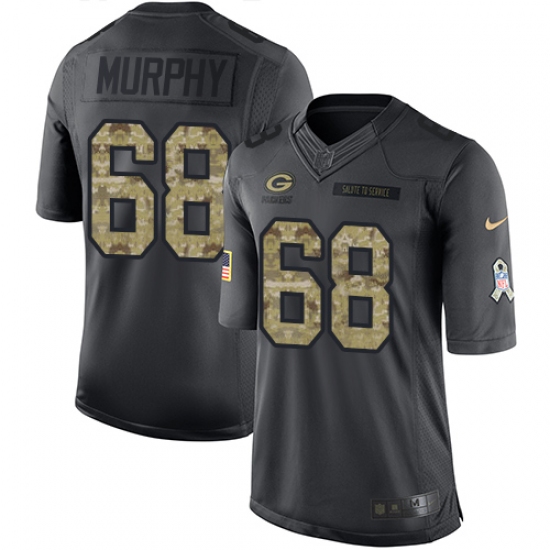 Youth Nike Green Bay Packers #68 Kyle Murphy Limited Black 2016 Salute to Service NFL Jersey - Ujersey