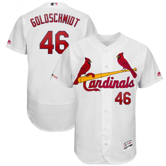 Men's St. Louis Cardinals #46 Paul Goldschmidt Majestic White Home Authentic Collection Flex Base Player Jersey - Ujersey