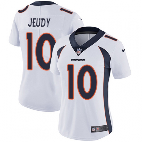 Women's Denver Broncos #10 Jerry Jeudy White Stitched Vapor Untouchable Limited Jersey - Ujersey