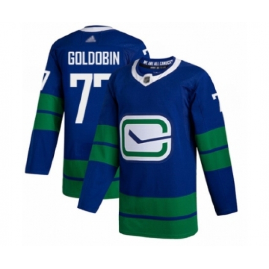 Men's Vancouver Canucks #77 Nikolay Goldobin Authentic Royal Blue Alternate Hockey Jersey - Ujersey