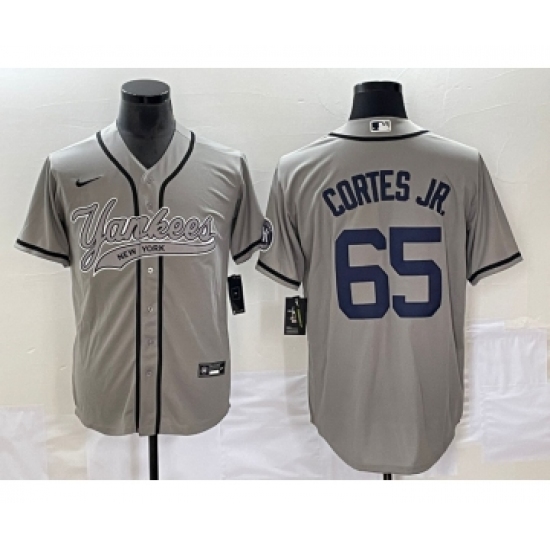 Men's New York Yankees #65 Nestor Cortes Jr Grey Cool Base Stitched Baseball Jersey - Ujersey