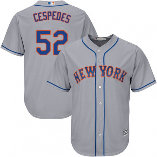 Men's Majestic New York Mets #52 Yoenis Cespedes Replica Grey Road Cool Base MLB Jersey - Ujersey