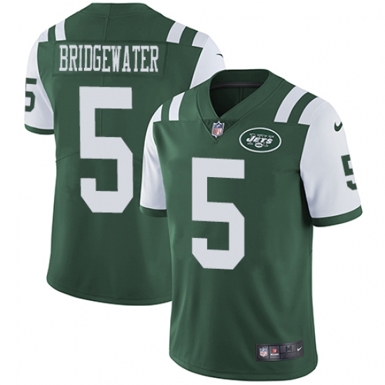 Men's Nike New York Jets #5 Teddy Bridgewater Green Team Color Vapor Untouchable Limited Player NFL Jersey - Ujersey