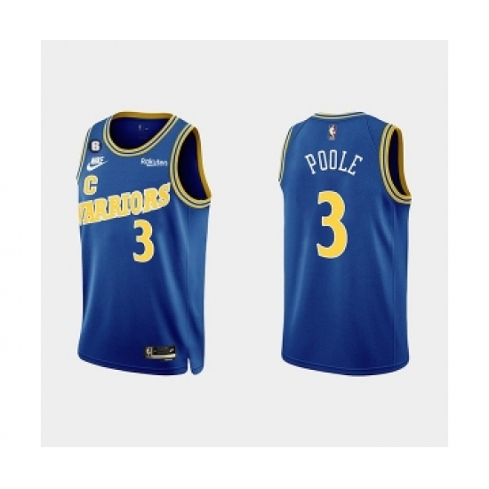 Men's Golden State Warriors #3 Jordan Poole 2022-23 Blue With No.6 Patch Stitched Basketball Jersey - Ujersey
