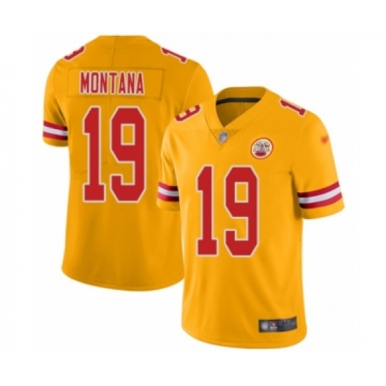 Women's Kansas City Chiefs #19 Joe Montana Limited Gold Inverted Legend Football Jersey - Ujersey