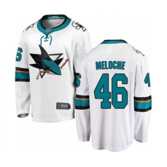 Youth San Jose Sharks #46 Nicolas Meloche Fanatics Branded White Away Breakaway Hockey Jersey - Ujersey