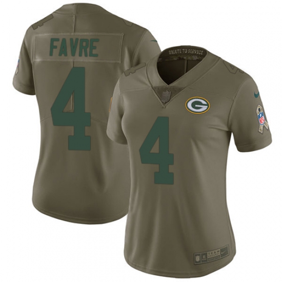 Women's Nike Green Bay Packers #4 Brett Favre Limited Olive 2017 Salute to Service NFL Jersey - Ujersey