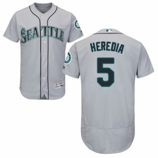 Men's Majestic Seattle Mariners #5 Guillermo Heredia Grey Road Flex Base Authentic Collection MLB Jersey - Ujersey